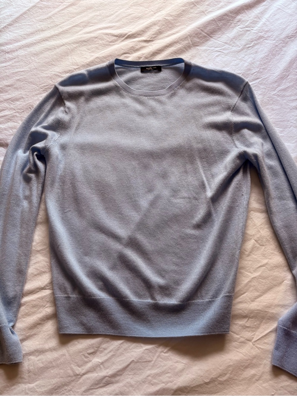 Massimo Dutti Women's Pale Blue Scoop-Neck Sweater